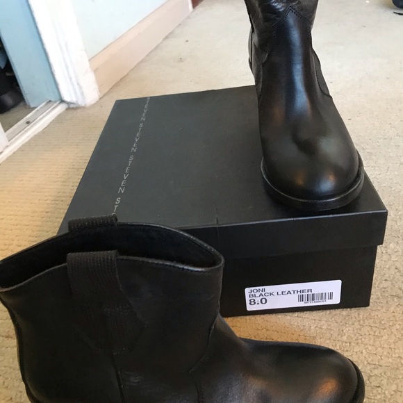 Steven by Steve Madden Black Leather Joni Boot New - Picture 4 of 7